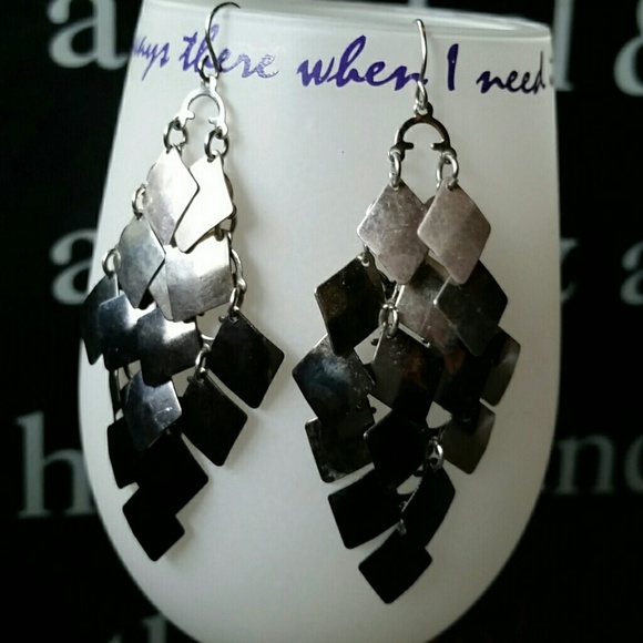 Silver Gray & black earrings