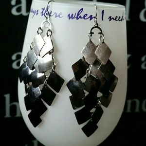 Silver Gray & black earrings