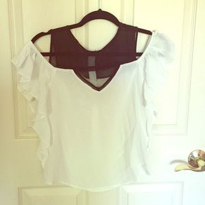 White and black flowy blouse