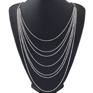 Long silver plated chain necklace NEW