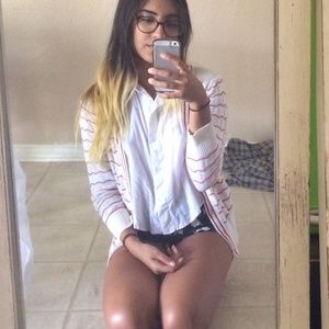 Red and White Striped Cardigan