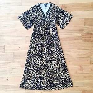 Leopard Beaded Cheetah Long Resort Sun Maxi Dress