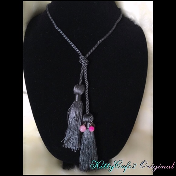 ❗️Steel Grey Rope Tassel Necklace