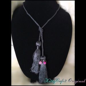 ❗️Steel Grey Rope Tassel Necklace
