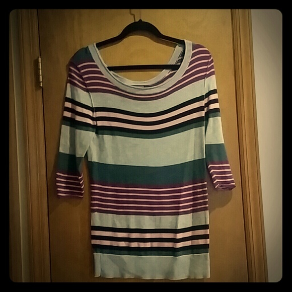 Juicy Couture 3/4 Length Sleeve Striped Sweater
