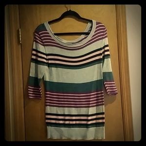 Juicy Couture 3/4 Length Sleeve Striped Sweater