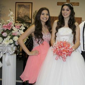 Coral Pink Sequence Corset Dress