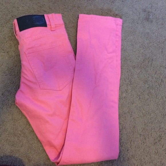 Pink Cheap Monday hi-waisted skinny jeans