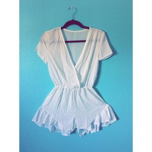 White shorts jumpsuit NWOT