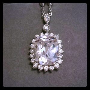 Silver CZ necklace with 16" chain.
