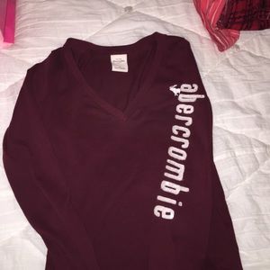 V neck maroon long sleeve