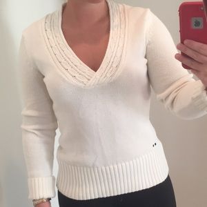 CONVERSE ONE STAR NWOT Ivory V-Neck Sweater Size S