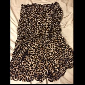 Strapless cheetah print romper