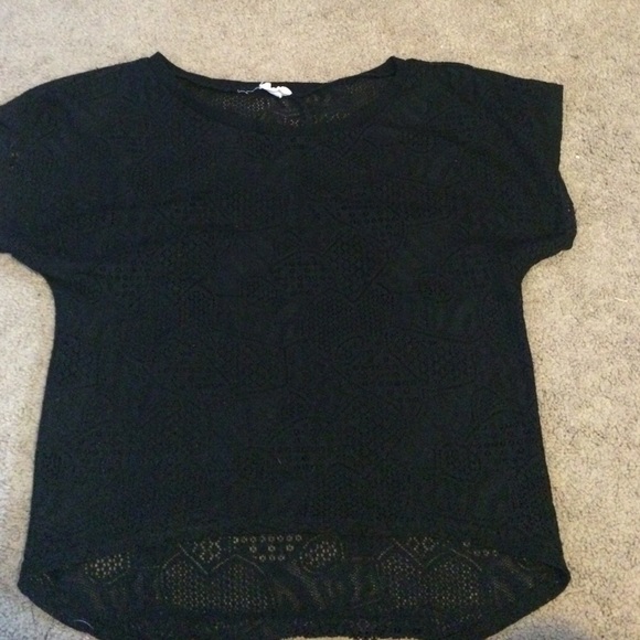 knitted black see-through shirt