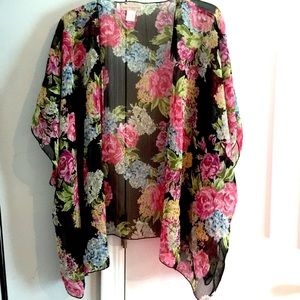 Sheer floral kimono