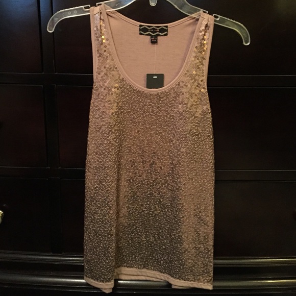 Rose colored sequin tank