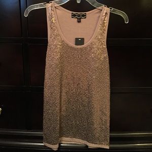Rose colored sequin tank