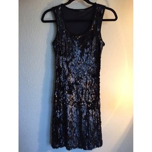 Black sequin matte dress