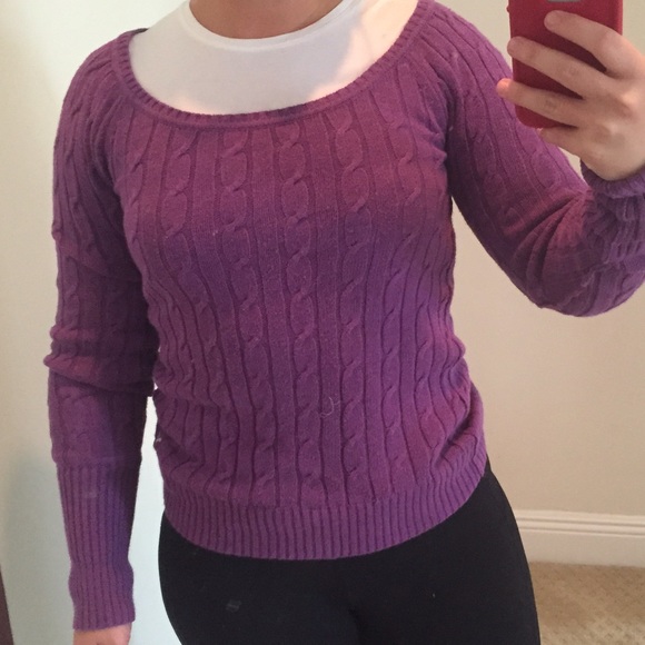 AMERICAN EAGLE Purple Cable Knit Sweater Size S