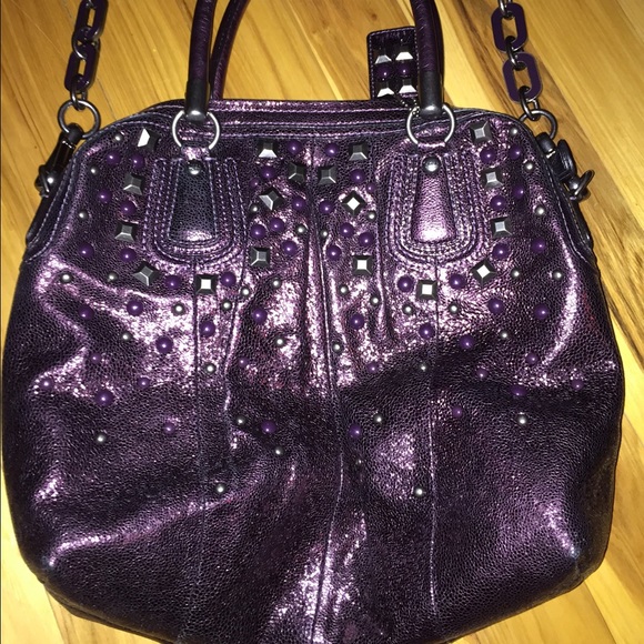 Coach boysenberry studded handbag 15360