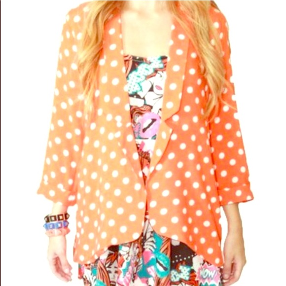MinkPink Orange Polka Dot Blazer