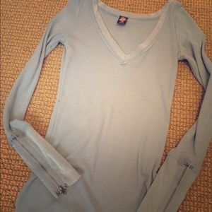 Free people  blue thermal with zippers on sleeves