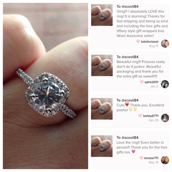 1.5 CT Cubic Zirconia Platinum Plated Halo Ring - Picture 4 of 4