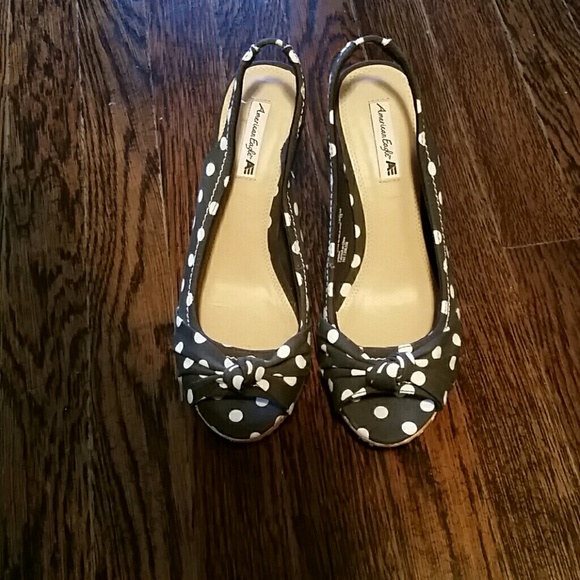 Polka dot wedge sandals