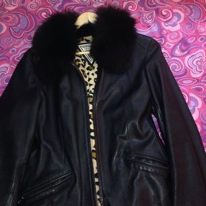 Real fur collar coat