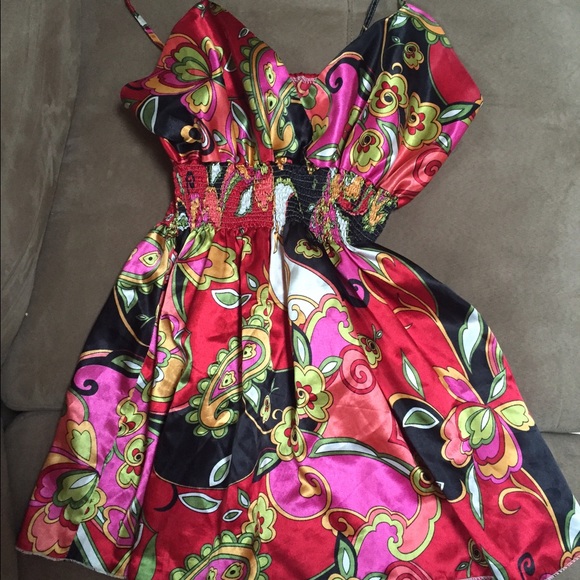 Silk multicolored dress tank top, size medium