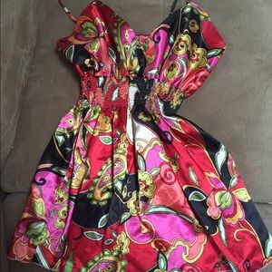 Silk multicolored dress tank top, size medium
