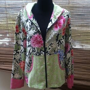 100% silk zip up jacket.🌺
