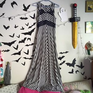 Beautiful form fitting navy and white maxi dress