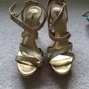 Gold sparkly heels