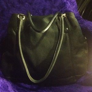 Black genuine leather handbag
