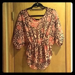 Lovely Coral Leopard Print Dolman Top