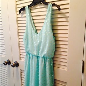 Francesca's Collection gold polka dot dress