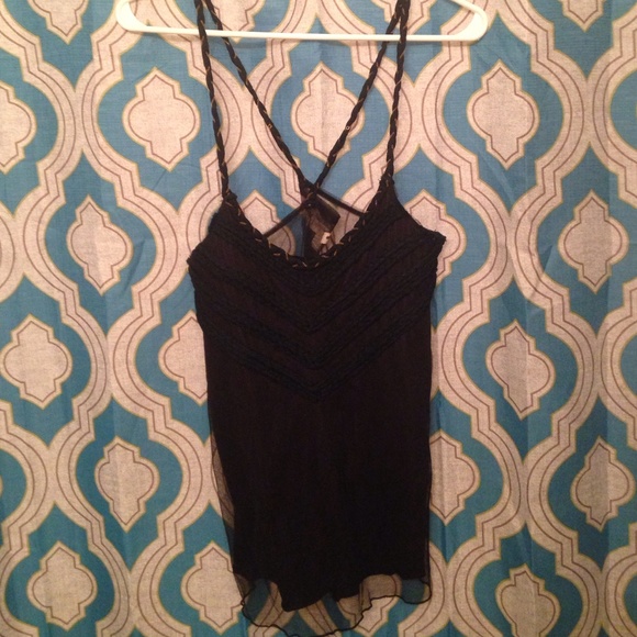 Top/ black w gold embellished braiding neckline. - Picture 1 of 1