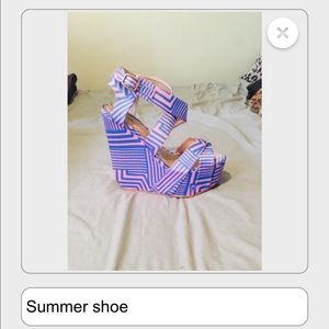 Pink & blue wedge summer shoe