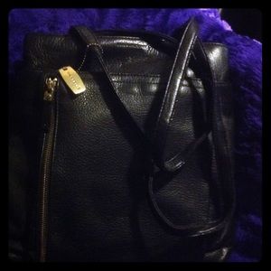 Evan Picone  GENUINE BLACK LEATHER HANDBAG