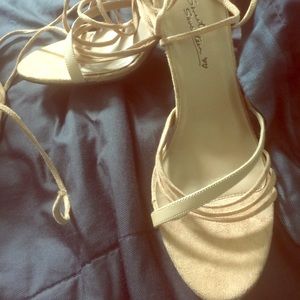 Suede beige heels