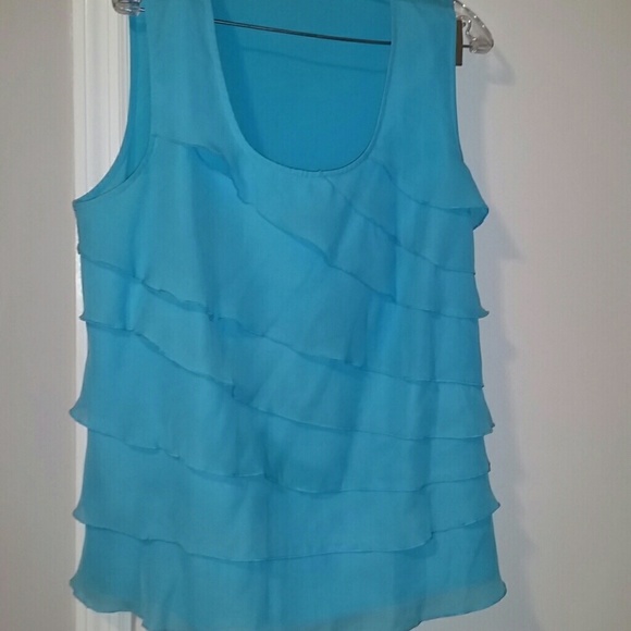 Aqua blue sleeveless  tier top