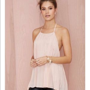 Pink pleated halter top