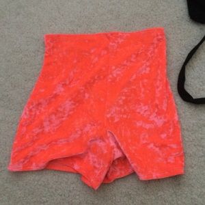 Pink velvet shorts