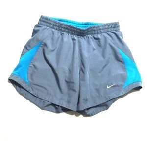 Grey and blue nike shorts