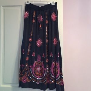 Navy Embroidered Calypso St. Barth Skirt