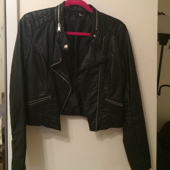 Faux leather moto jacket