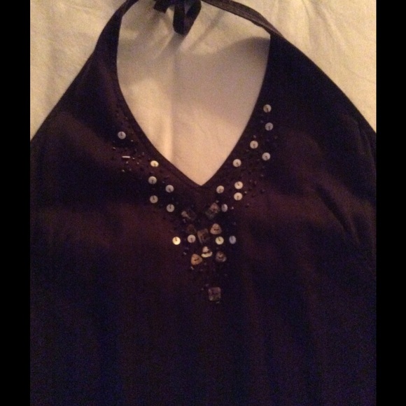 Chocolate brown cotton DKNY dress, pretty detail!