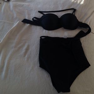 NEVER WORN high-waisted black swimsuit // Medium
