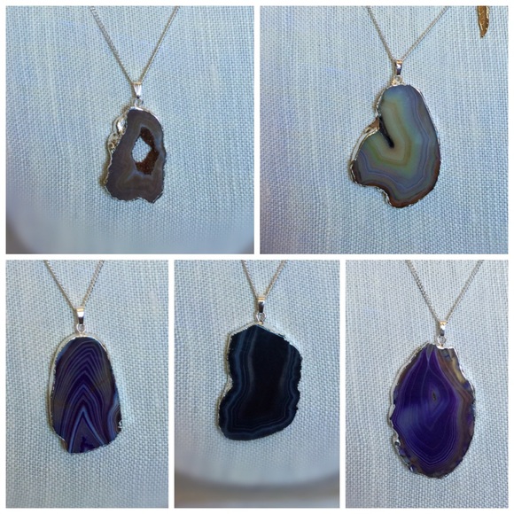 🔶Silver Druzy necklaces boho jewelry - Picture 2 of 4